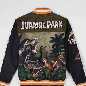 New Jurassic Park Varsity Jacket - Olive Green Varsity Jackets