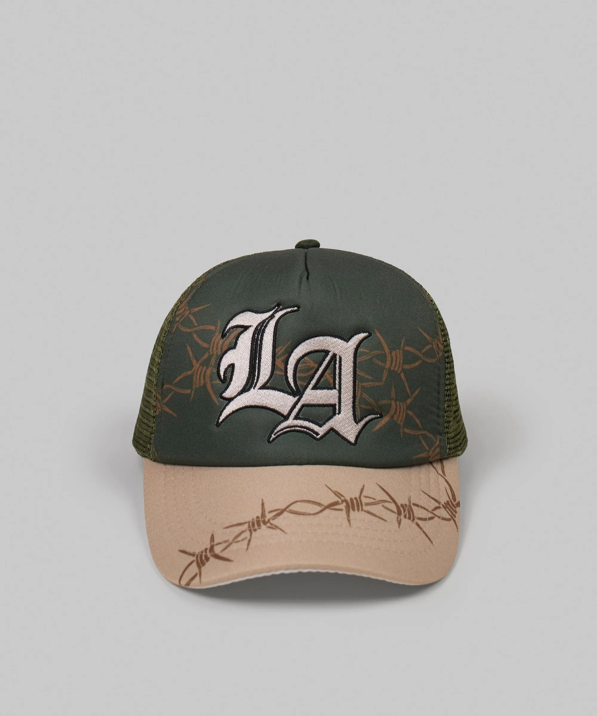 la_embroidery_trucker_hat__olive_green_0.webp Best LA Embroidery Trucker Hat - Olive Green Hats