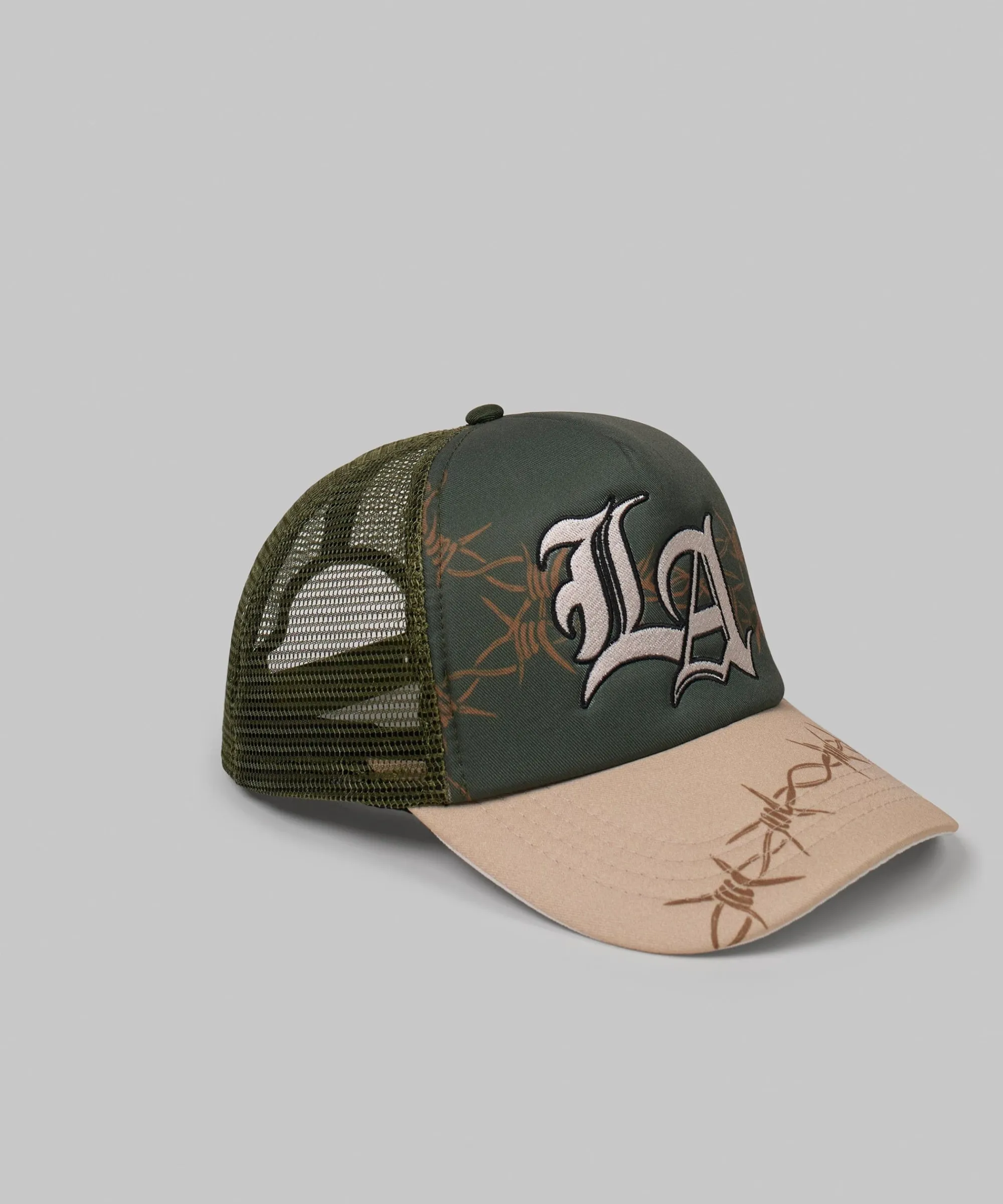 la_embroidery_trucker_hat__olive_green_1.webp Best LA Embroidery Trucker Hat - Olive Green Hats