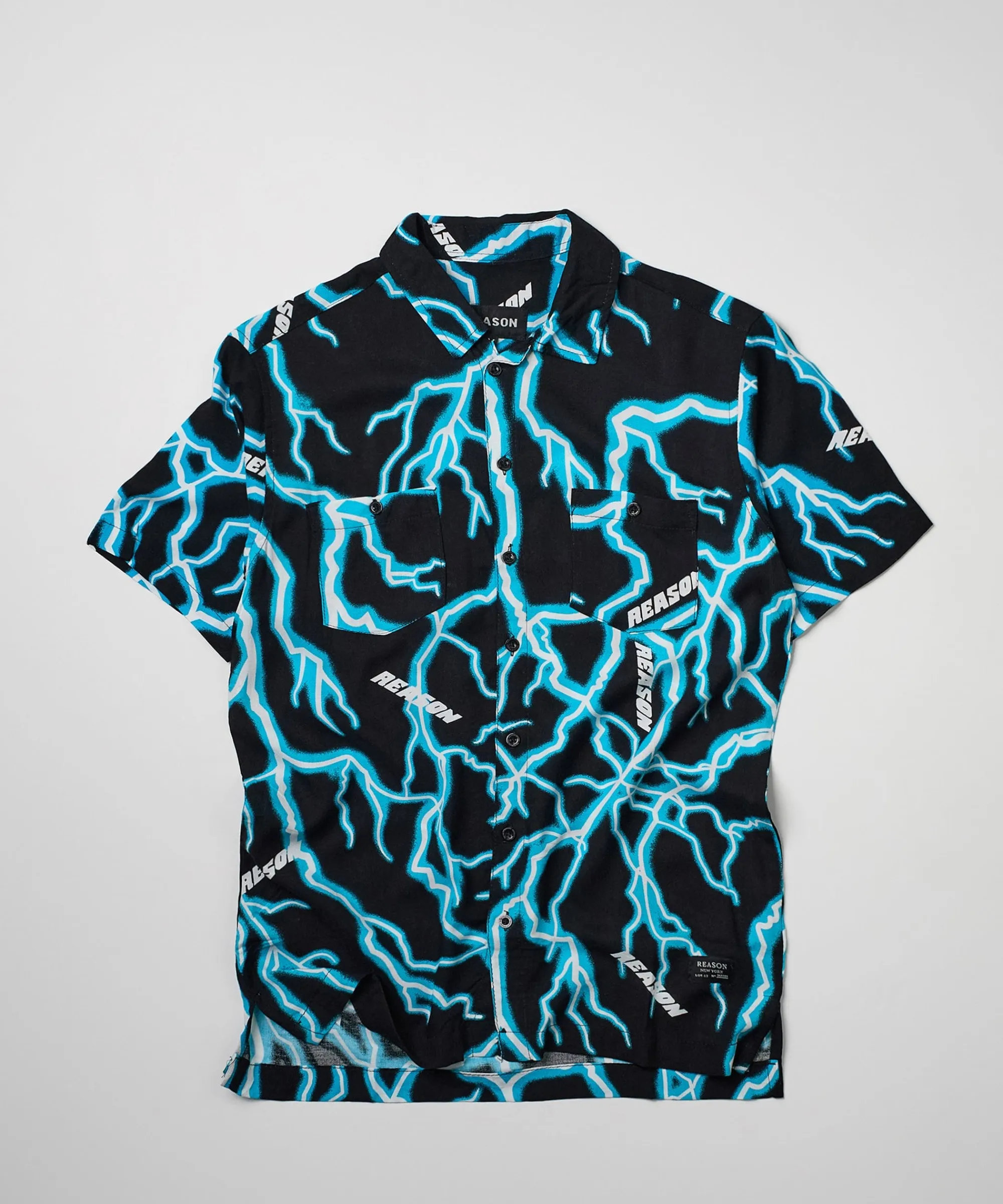 lightning_allover_print_short_sleeve_shirt_0.webp Best Sale Lightning Allover Print Short Sleeve Shirt Button Downs