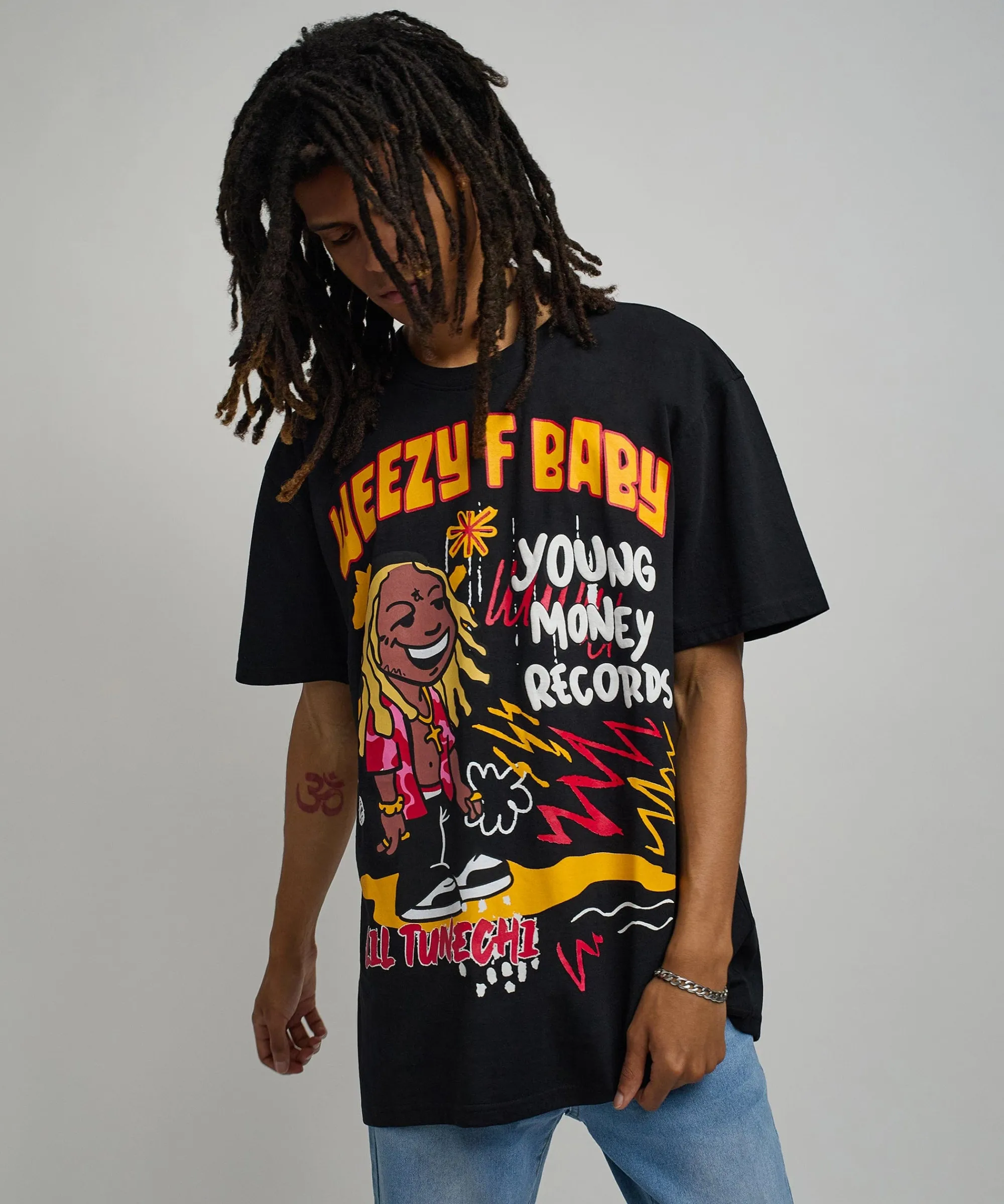 Best Sale Lil Wayne Real GS Front And Back Print Short Sleeve Tee - Black Graphic Tees
