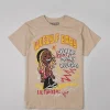 Clearance Lil Wayne Real GS Front And Back Print Short Sleeve Tee - Khaki Graphic Tees