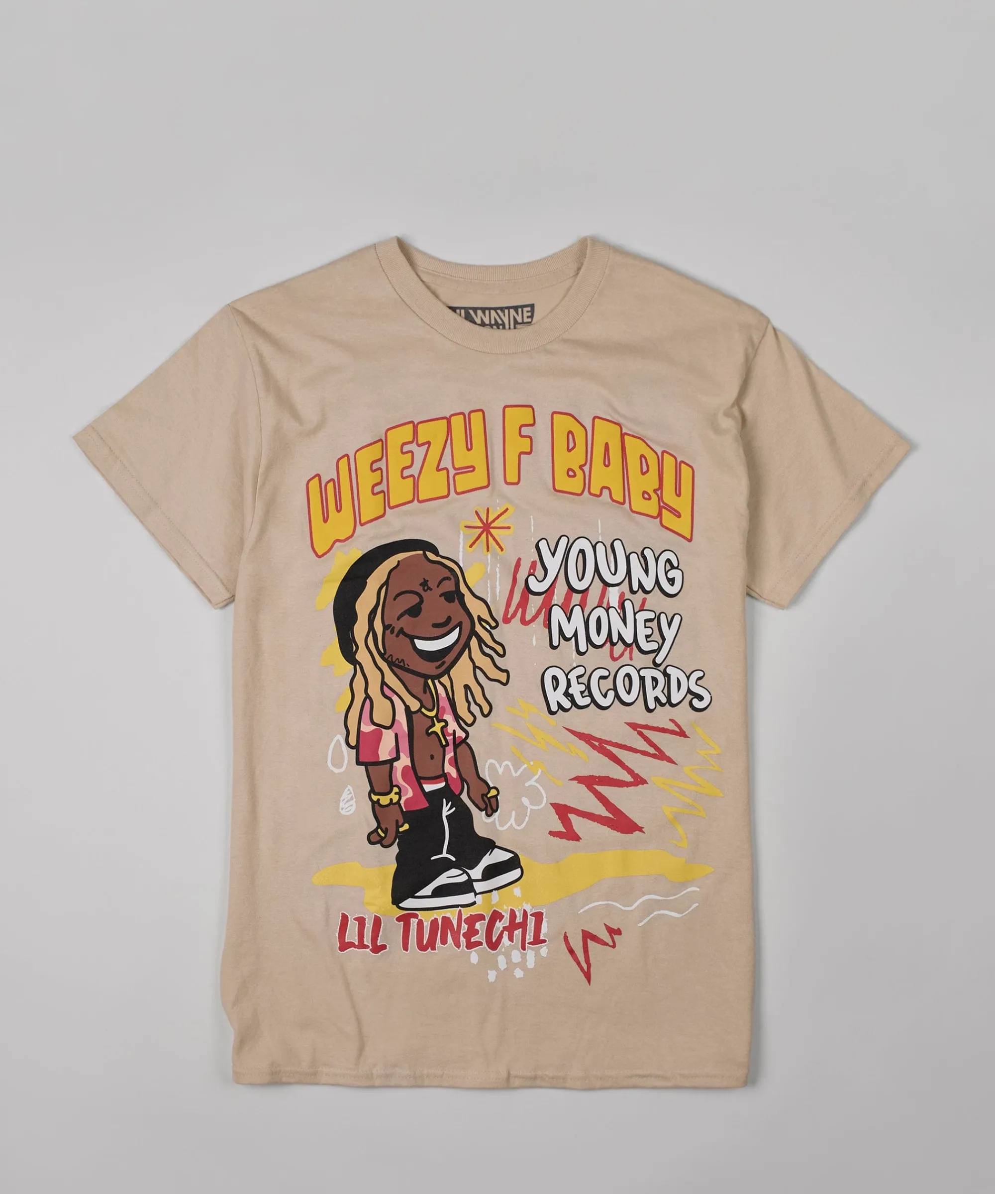 lil_wayne_real_gs_front_and_back_print_short_sleeve_tee__khaki_0.webp Clearance Lil Wayne Real GS Front And Back Print Short Sleeve Tee - Khaki Graphic Tees