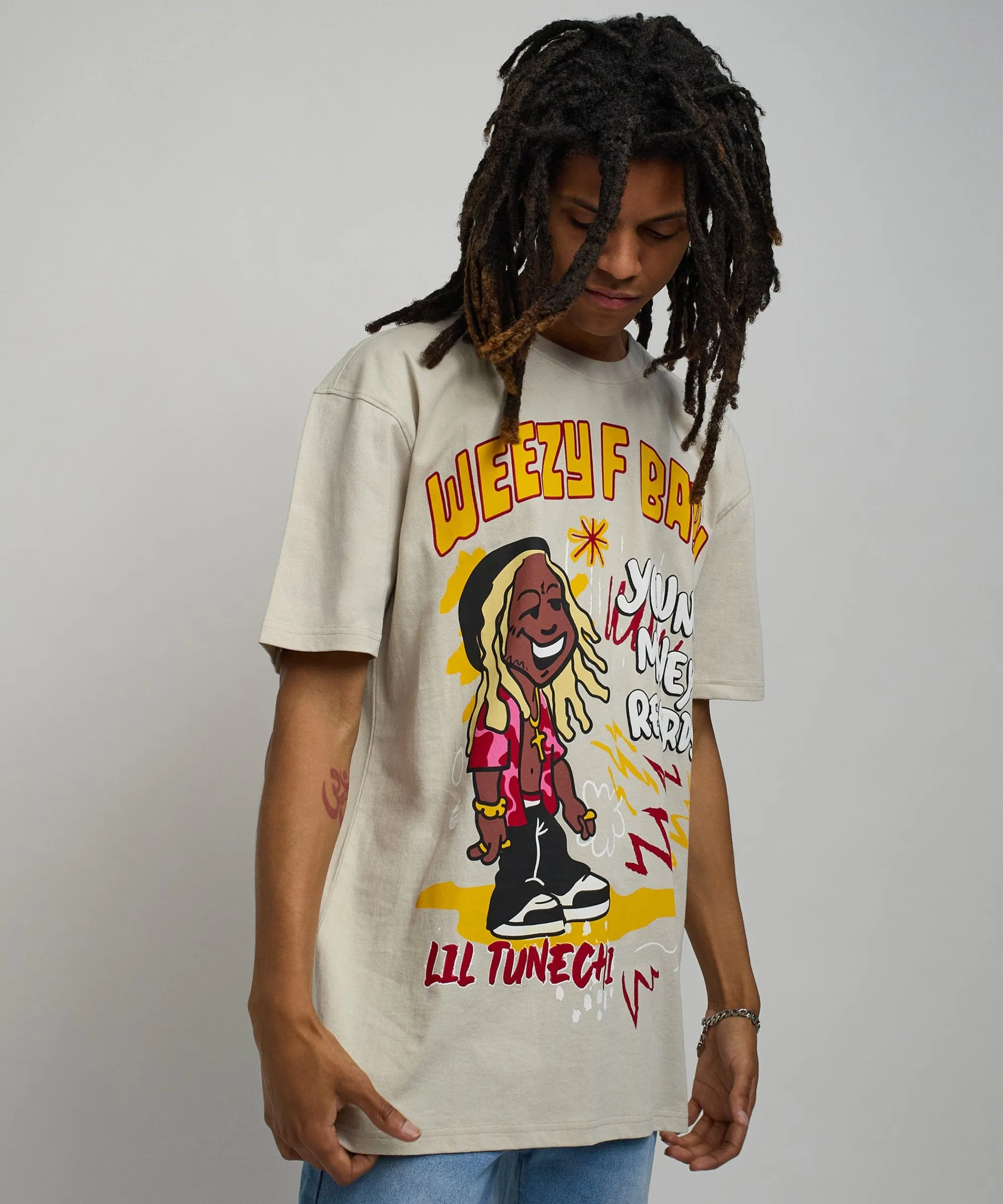 lil_wayne_real_gs_front_and_back_print_short_sleeve_tee__khaki_4.webp Clearance Lil Wayne Real GS Front And Back Print Short Sleeve Tee - Khaki Graphic Tees