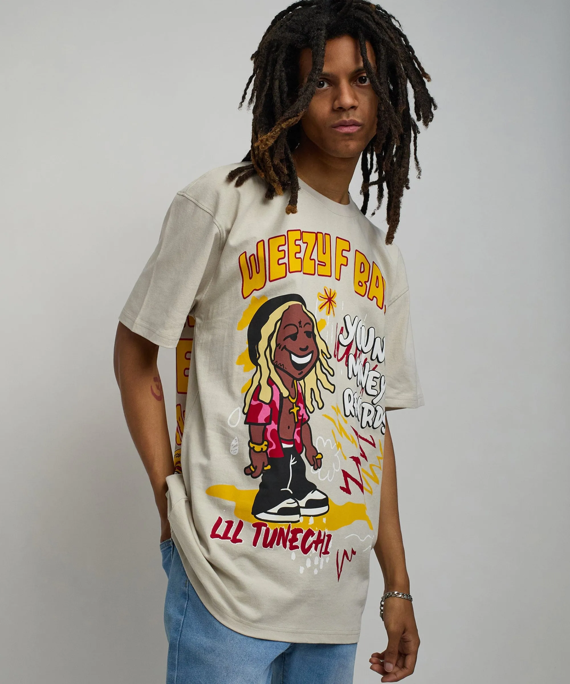 lil_wayne_real_gs_front_and_back_print_short_sleeve_tee__khaki_6.webp Clearance Lil Wayne Real GS Front And Back Print Short Sleeve Tee - Khaki Graphic Tees