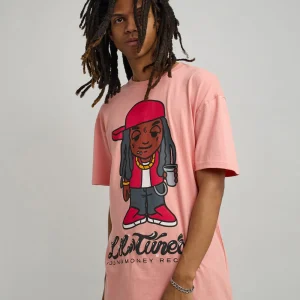 Flash Sale Lil Wayne Tunechi Short Sleeve Tee - Pink Graphic Tees