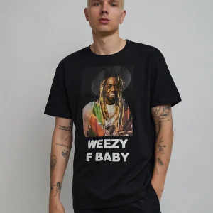 Cheap Lil Wayne Weezy F Baby Photo Short Sleeve Tee - Black Graphic Tees