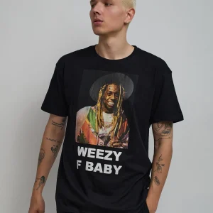 Cheap Lil Wayne Weezy F Baby Photo Short Sleeve Tee - Black Graphic Tees