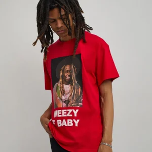 Discount Lil Wayne Weezy F Baby Photo Short Sleeve Tee - Red Graphic Tees