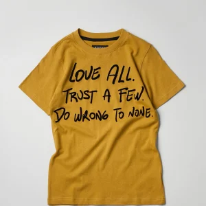 Sale Love All Flocking Print Short Sleeve Tee - Khaki Graphic Tees