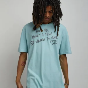 Sale Love All Glitter Print Short Sleeve Tee - Light Blue Graphic Tees