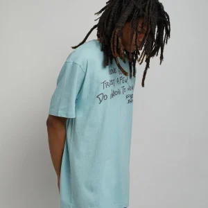 Sale Love All Glitter Print Short Sleeve Tee - Light Blue Graphic Tees