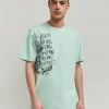 Best Sale Luca Graphic Print Embroidery Short Sleeve Tee - Olive Green Graphic Tees