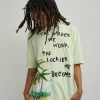 Outlet Luckier We Become Oversized Graphic Tee - Olive Green Graphic Tees | Oversized Tees