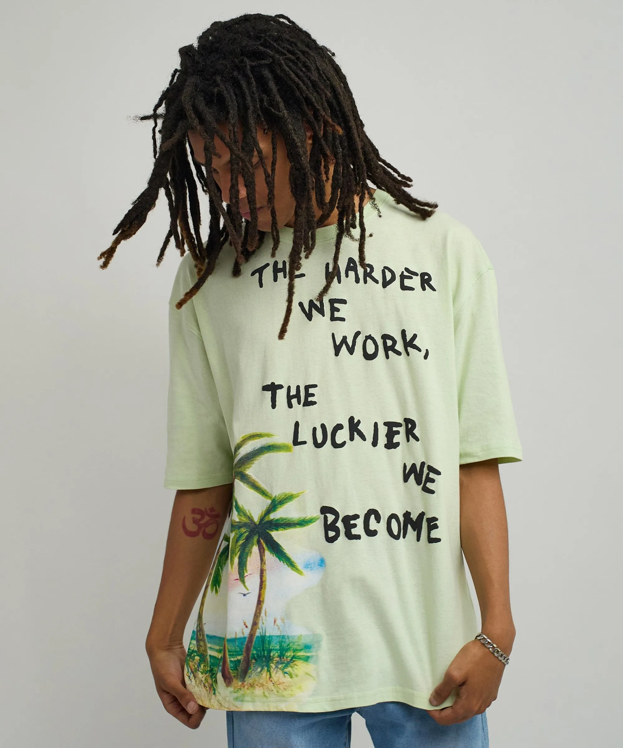 luckier_we_become_oversized_graphic_tee__olive_green_0.webp Outlet Luckier We Become Oversized Graphic Tee - Olive Green Graphic Tees | Oversized Tees