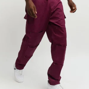 Discount Luther Cotton Utility Multi Pocket Pants - Burgundy Shop All Bottoms | Cargo & Utility Pants