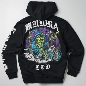 Fashion Mishka Death Adders Graphic Print Embroidered Zip Up Hoodie - Black Hoodies | Hoodies