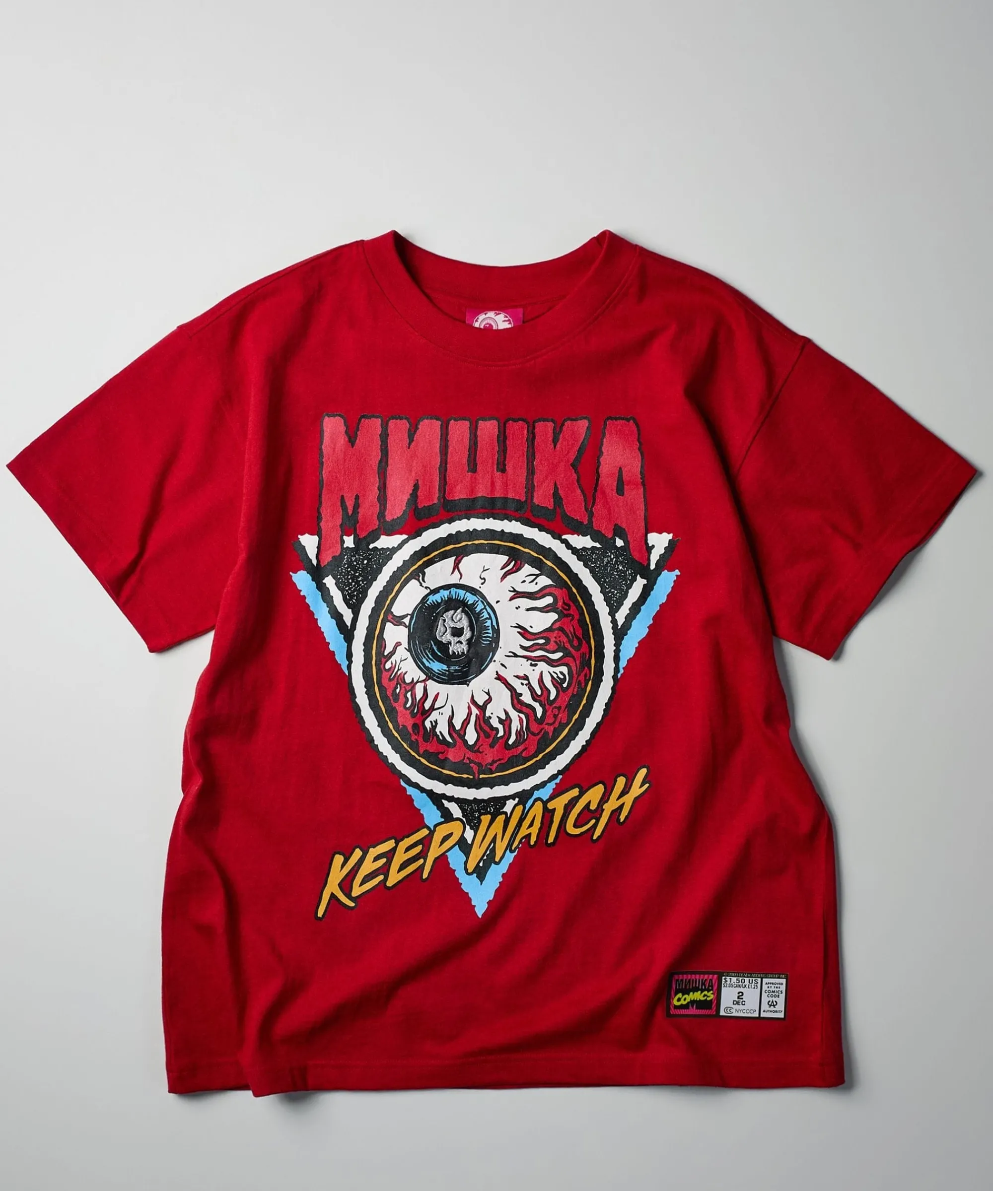 mishka_keep_watch_embroidered_short_sleeve_tee__red_0.webp Cheap Mishka Keep Watch Embroidered Short Sleeve Tee - Red Graphic Tees