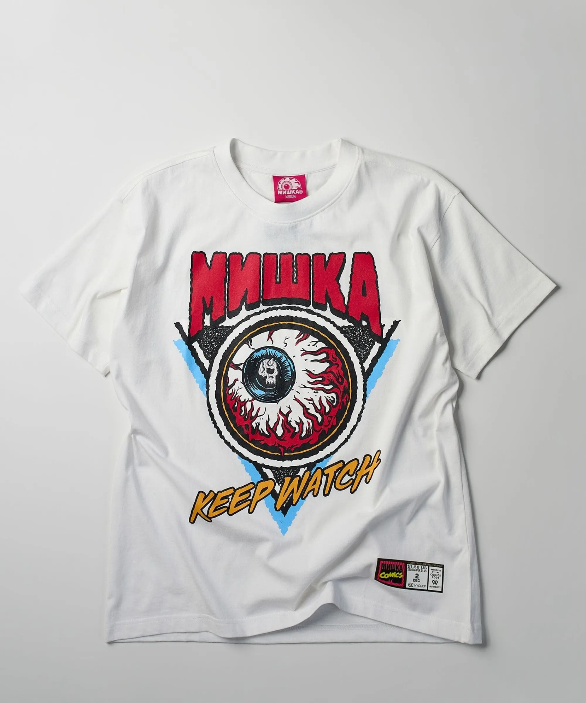 mishka_keep_watch_embroidered_short_sleeve_tee__white_0.webp Online Mishka Keep Watch Embroidered Short Sleeve Tee - White Graphic Tees