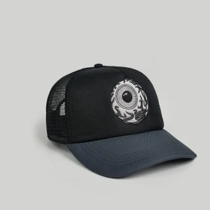 Shop Mishka Keep Watch Embroidered Trucker Hat - Black Hats