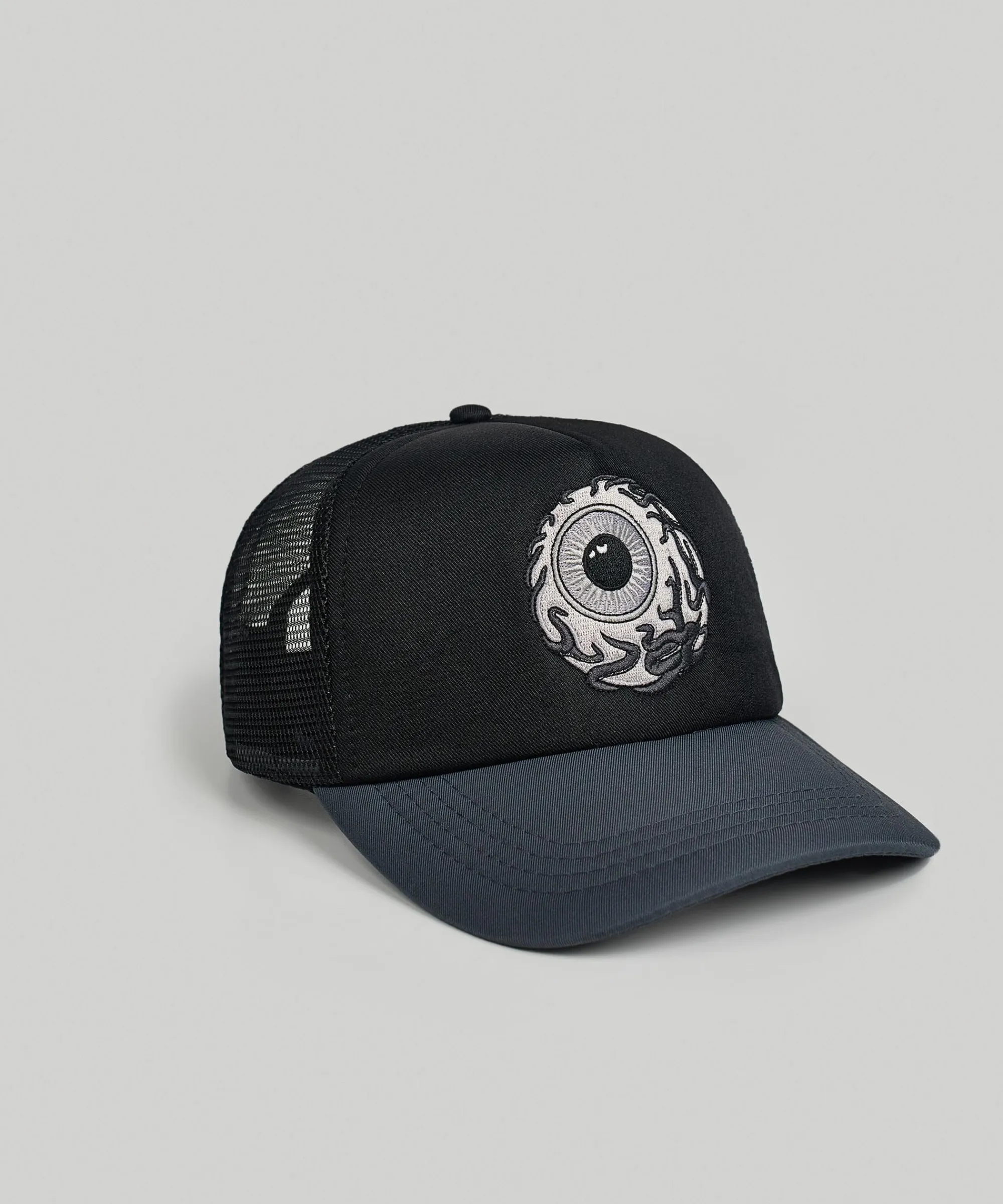 mishka_keep_watch_embroidered_trucker_hat__black_1.webp Shop Mishka Keep Watch Embroidered Trucker Hat - Black Hats