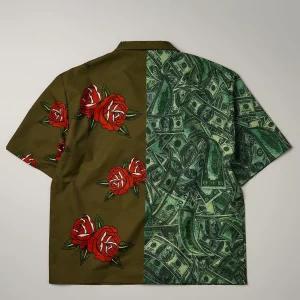 Discount Money And Roses Split Woven Shirt Button Downs