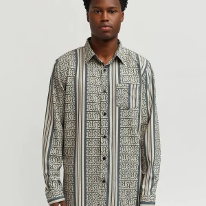 Outlet Monogram Long Sleeve Woven Shirt Button Downs