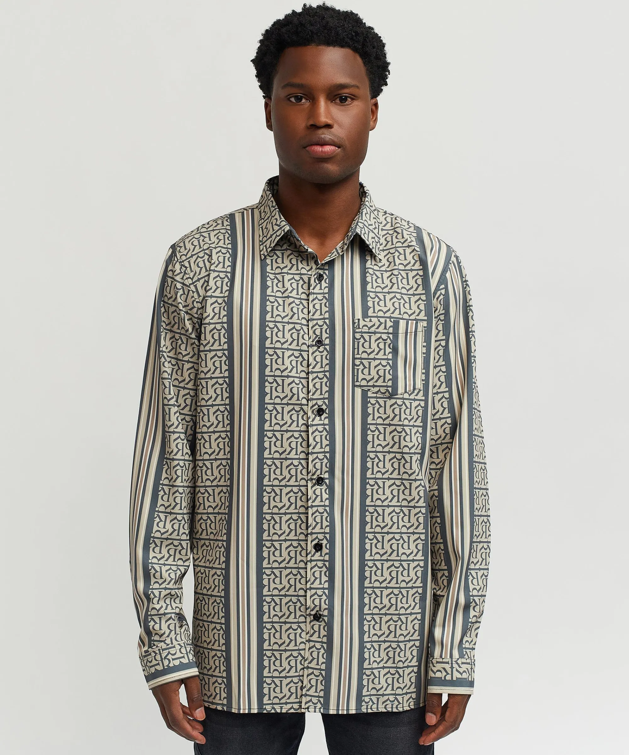 monogram_long_sleeve_woven_shirt_4.webp Outlet Monogram Long Sleeve Woven Shirt Button Downs