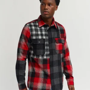 Fashion Multi Panel Checkered Overshirt - Red Flannels | Button Downs