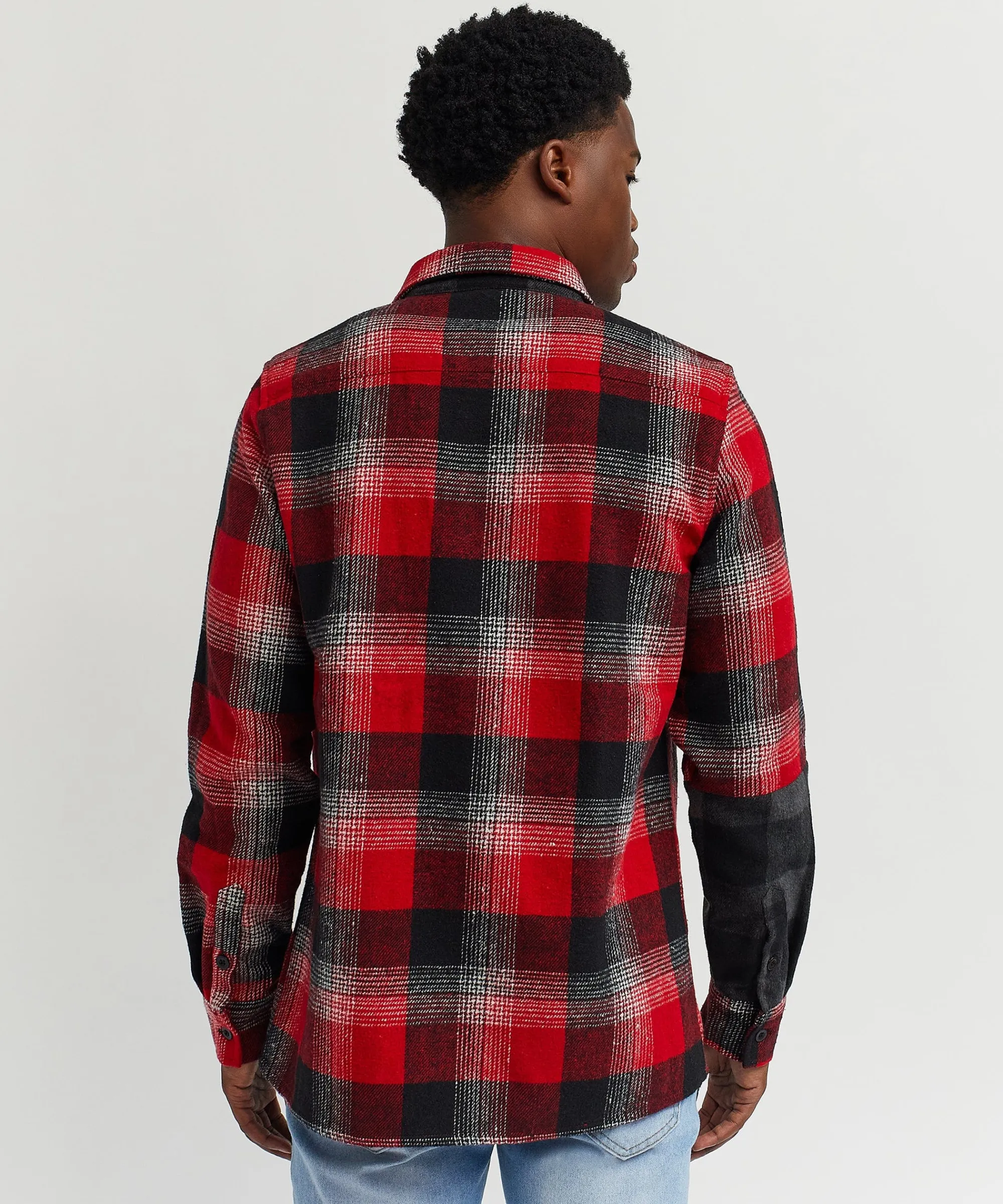 multi_panel_checkered_overshirt__red_6.webp Fashion Multi Panel Checkered Overshirt - Red Flannels | Button Downs
