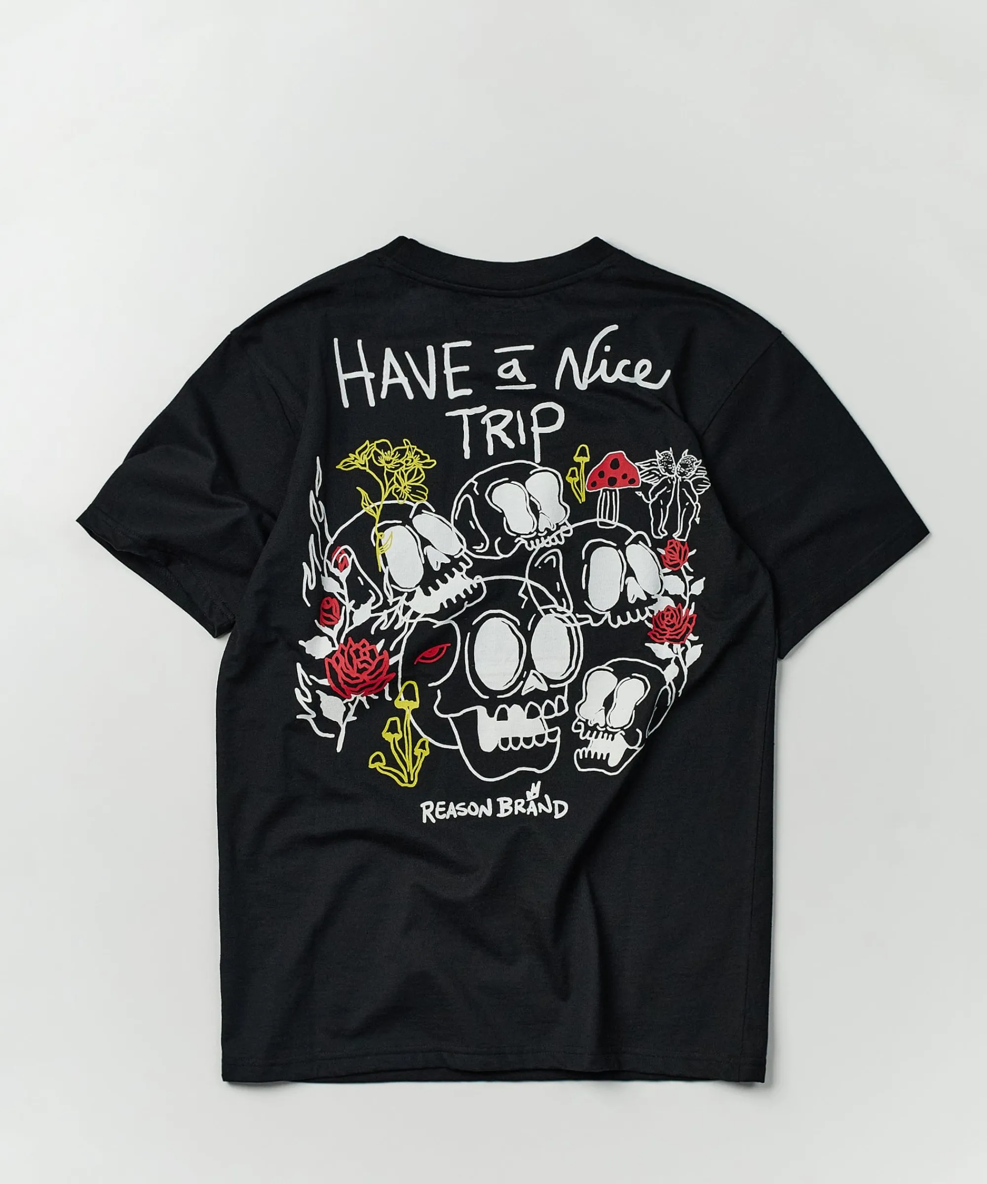 Cheap Nice Trip Short Sleeve Graphic Print Embroidered Pocket Tee - Black Graphic Tees