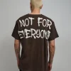 Cheap Not For Everyone Embroidered Short Sleeve Tee - Brown Graphic Tees