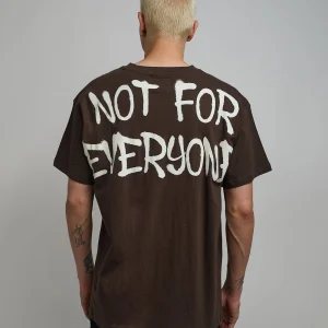 Cheap Not For Everyone Embroidered Short Sleeve Tee - Brown Graphic Tees