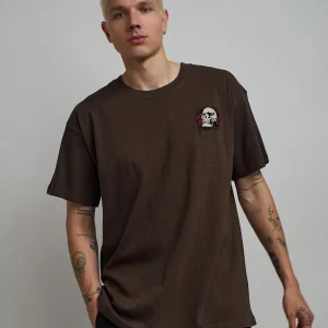 Cheap Not For Everyone Embroidered Short Sleeve Tee - Brown Graphic Tees
