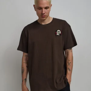 Cheap Not For Everyone Embroidered Short Sleeve Tee - Brown Graphic Tees