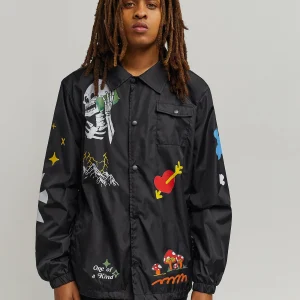Cheap One Of A Kind Coaches Jacket - Black Lightweight Jackets