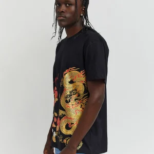 Clearance Osaka Front Print Short Sleeve Tee - Black Graphic Tees