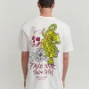 Best Sale Pave Your Own Path Short Sleeve Graphic Print Embroidered Detail Tee - White Graphic Tees