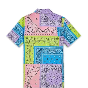 Flash Sale Plus Size Bandana Paisley Allover Print Short Sleeve Shirt Button Downs