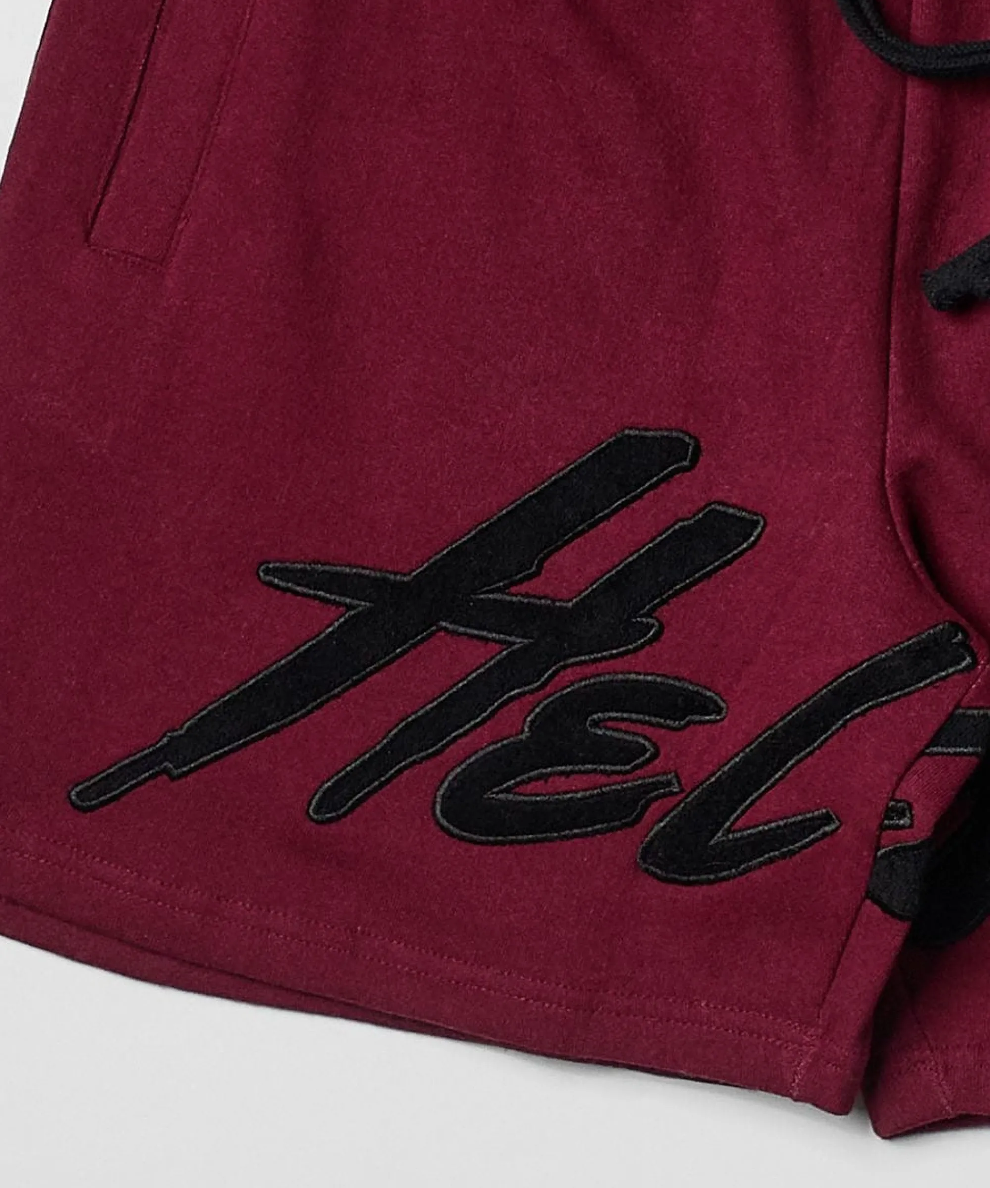 plus_size_hellcat_fleece_shorts__burgundy_1.webp Shop Plus Size Hellcat Fleece Shorts - Burgundy Shorts