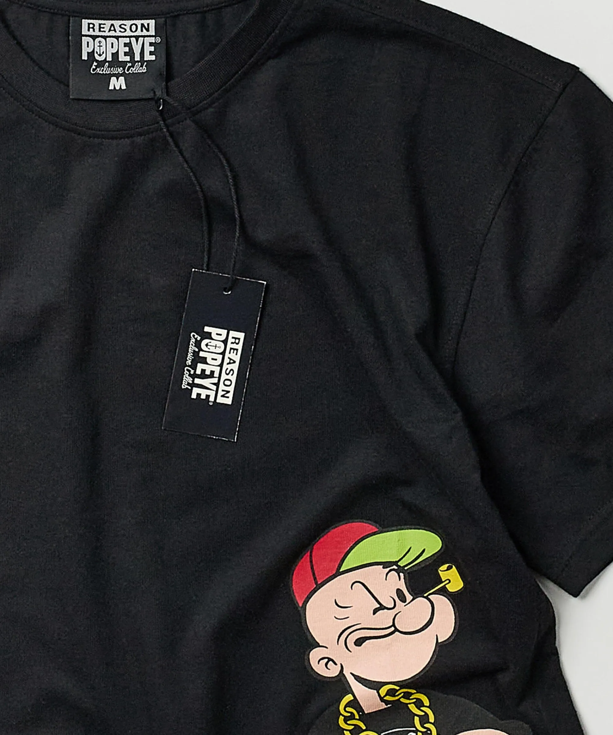 plus_size_popeye_side_print_short_sleeve_tee__black_1.webp Store Plus Size Popeye Side Print Short Sleeve Tee - Black Graphic Tees