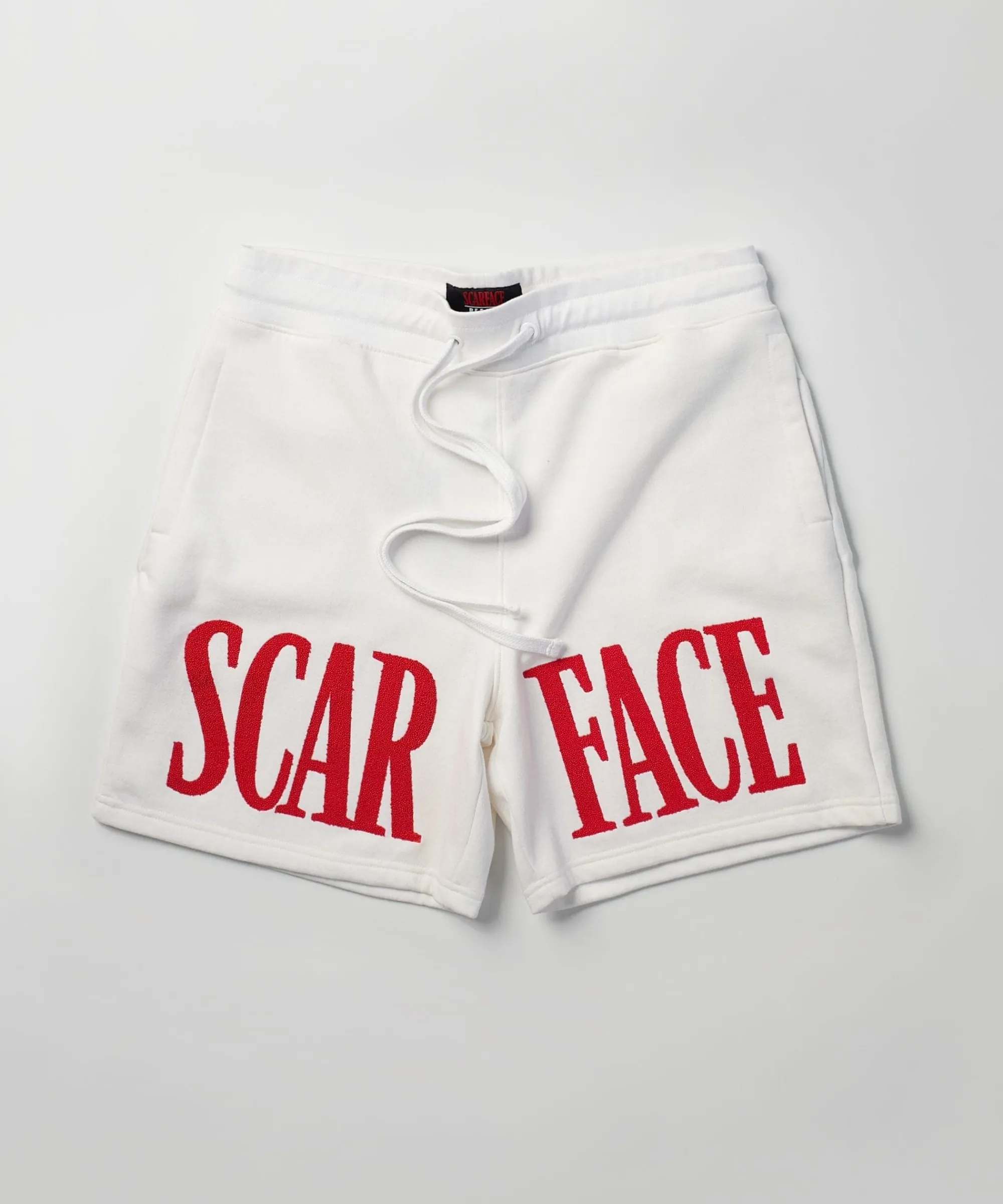 Outlet Plus Size Scarface Fleece Glitter Sugar Print Shorts - White Shorts