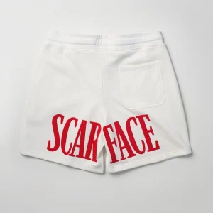 Outlet Plus Size Scarface Fleece Glitter Sugar Print Shorts - White Shorts
