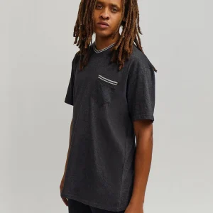 New Pocket Stripe Contrast Short Sleeve Tee - Charcoal Graphic Tees