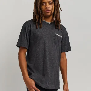 New Pocket Stripe Contrast Short Sleeve Tee - Charcoal Graphic Tees