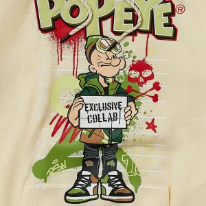 Sale Popeye Appli Print Hoodie - Tan Hoodies | Hoodies