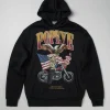 Discount Popeye Biker Graphic Print Hoodie - Black Hoodies | Hoodies