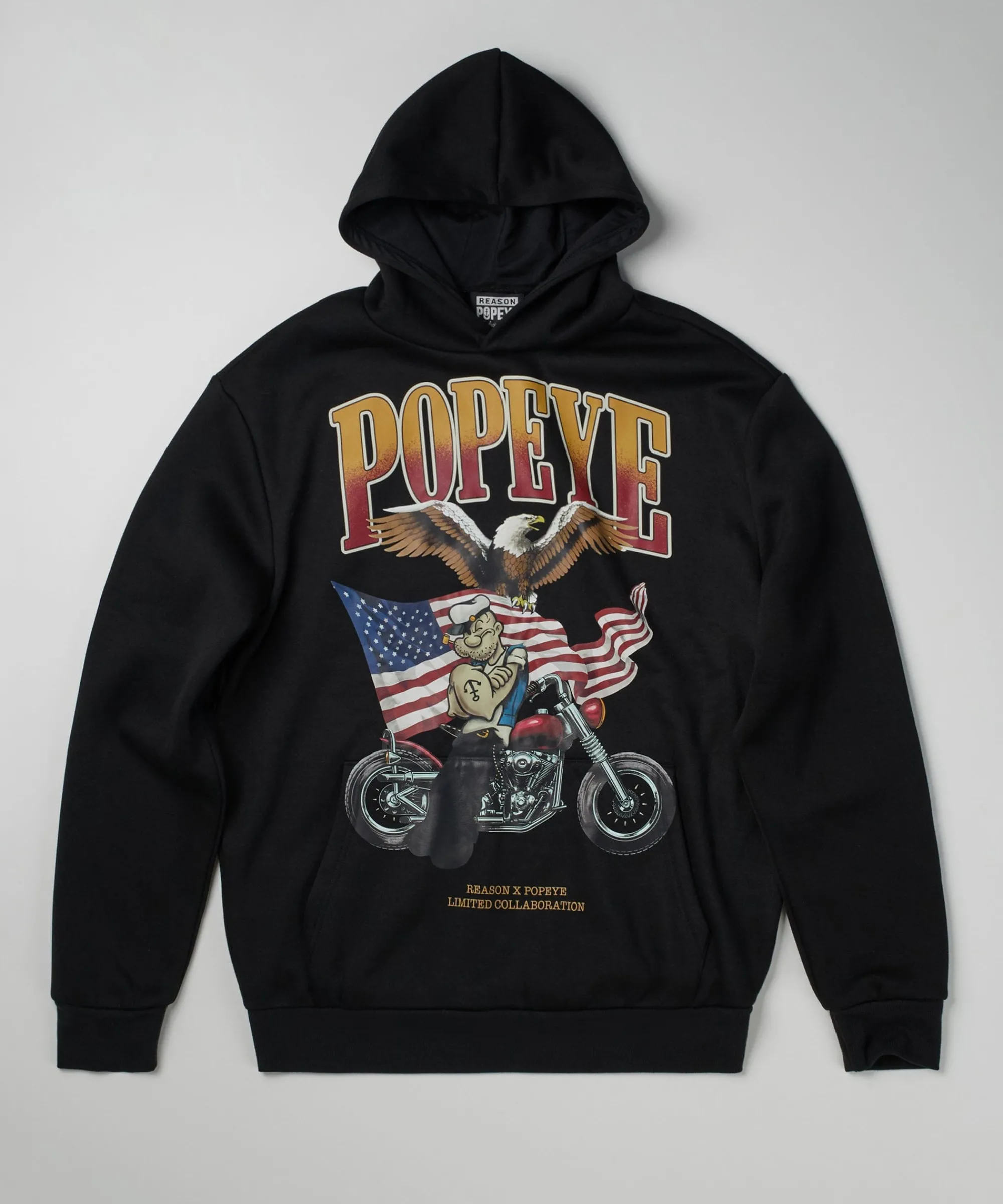 popeye_biker_graphic_print_hoodie__black_0.webp Discount Popeye Biker Graphic Print Hoodie - Black Hoodies | Hoodies