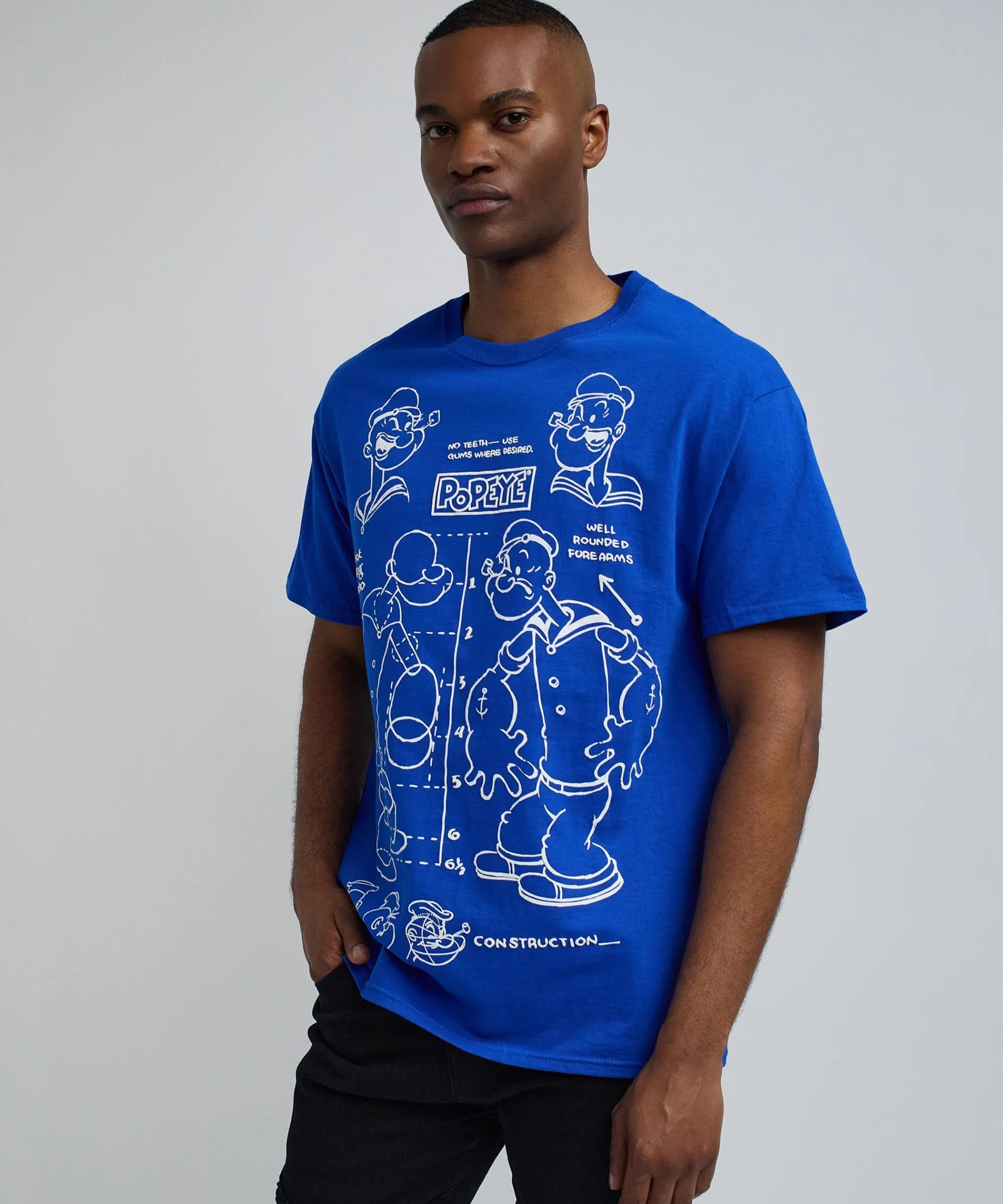 popeye_short_sleeve_tee__blue_4.webp Store Popeye Short Sleeve Tee - Blue Graphic Tees