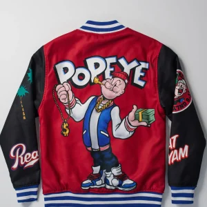 Hot Popeye USA Wool Varsity Jacket - Red Varsity Jackets